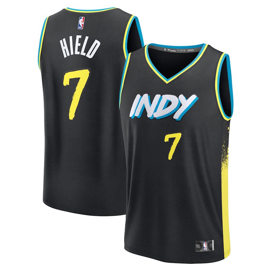 Men Indiana Pacers #7 Buddy Hield Fanatics Branded Black City Edition 2023-24 Fast Break NBA Jersey->indiana pacers->NBA Jersey